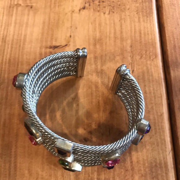 Silver bracelet with colored gem accents - Picture 3 of 4